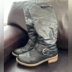 Delura Black Knee High Boots